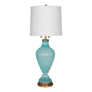 Aqua Blue Murano Glass Lamp by Archimede Seguso for Marbro, Italy 1950s For Sale