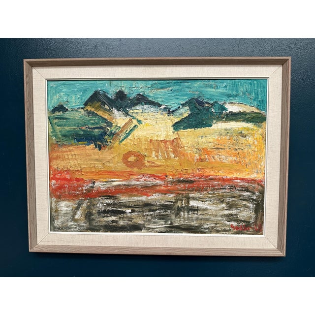 Ragnar Godin, Abstract Landscape, 1968, Oil Painting on Panel, Framed For Sale - Image 16 of 18