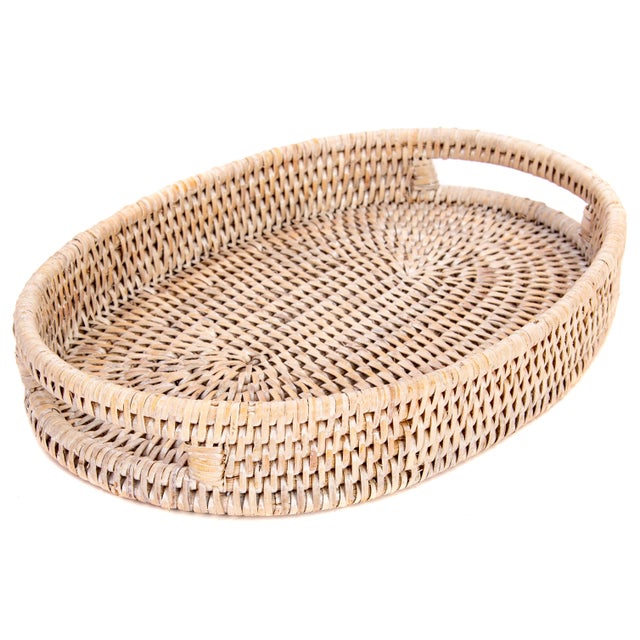 2020s Artifacts Rattan Oval Tray 10"x8"x1.5" For Sale - Image 5 of 5