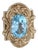 1.60ct Blue Topaz Slide Bracelet Charm 14k Yellow Gold Vintage Richard Klein For Sale