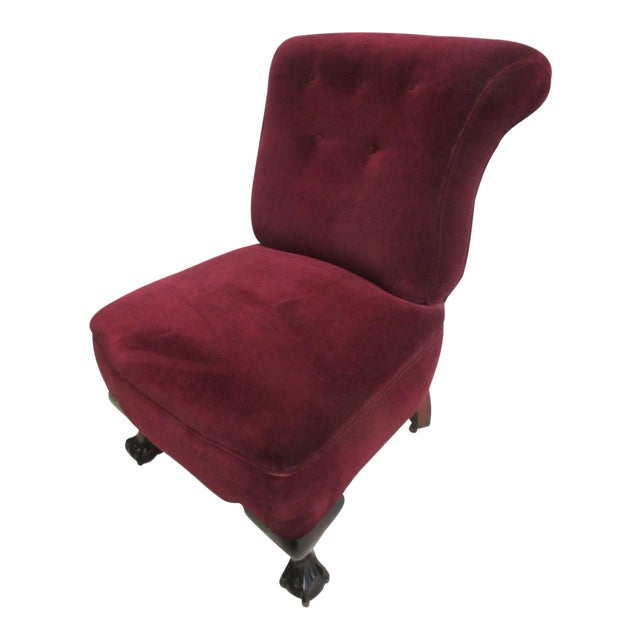 Vintage Chippendale Ball & Claw Mohair Club Chair For Sale