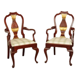 Early 21st Century Kindel Parcel Gilt Pineapple Carved Mahogany Armchairs - A Pair
