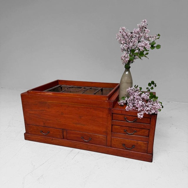 Antique Japanese Wooden Hibachi with Five Drawers, 1890s For Sale - Image 13 of 16