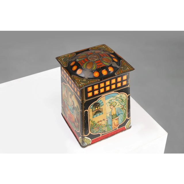 Antique Art Nouveau Tin Box by De Beuckerlaer, 1890s For Sale - Image 6 of 10