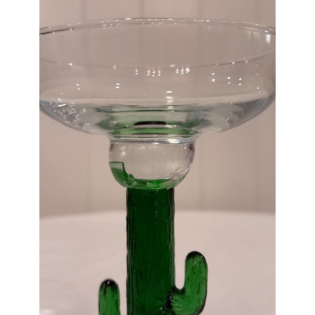 Vintage Mexican Handblown Glass Cactus Margarita Service Set - Set of 6 For Sale - Image 11 of 14