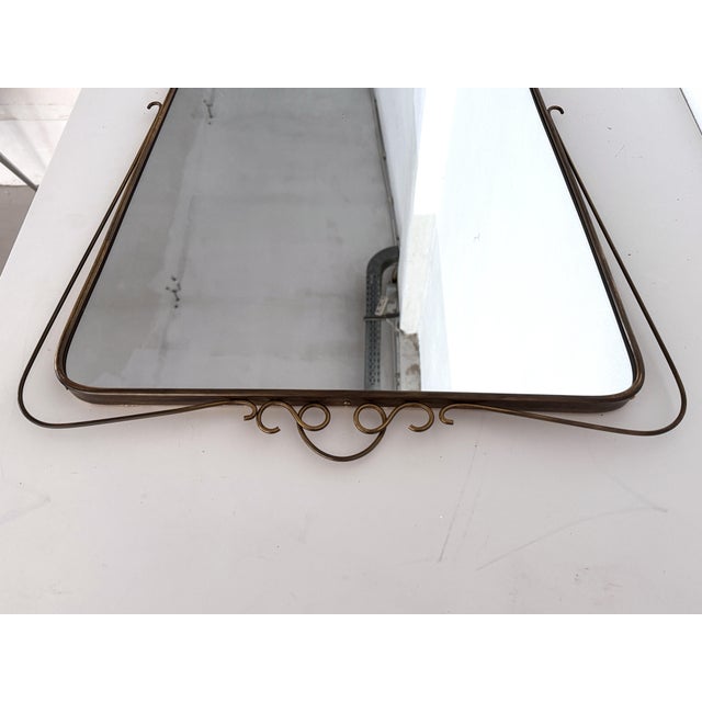 Goldenrod Large Mid-Century Italian Wall Mirror with Brass Frame, 1950s For Sale - Image 8 of 18