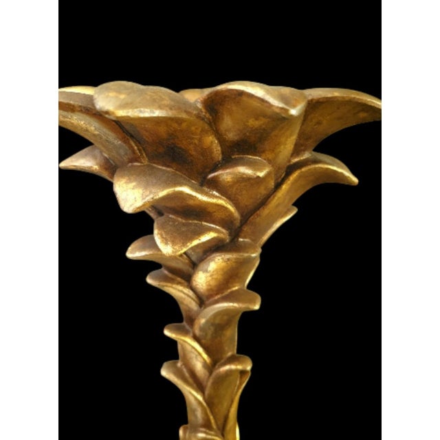 Serge Roche Oversized Vintage Gold Gilt Hollywood Regency Serge Roche Style Palm Tree Candle Holders- A Pair For Sale - Image 4 of 10