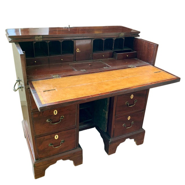Brown Captains Desk For Sale - Image 8 of 12