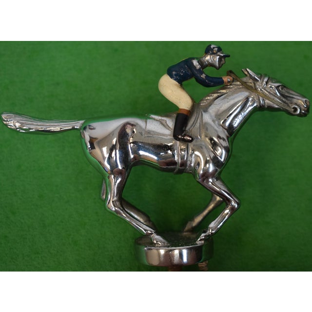 Mid 20th Century Lejeune Made in England Chrome W/ Jockey/ Racehorse Car Mascot For Sale - Image 5 of 6