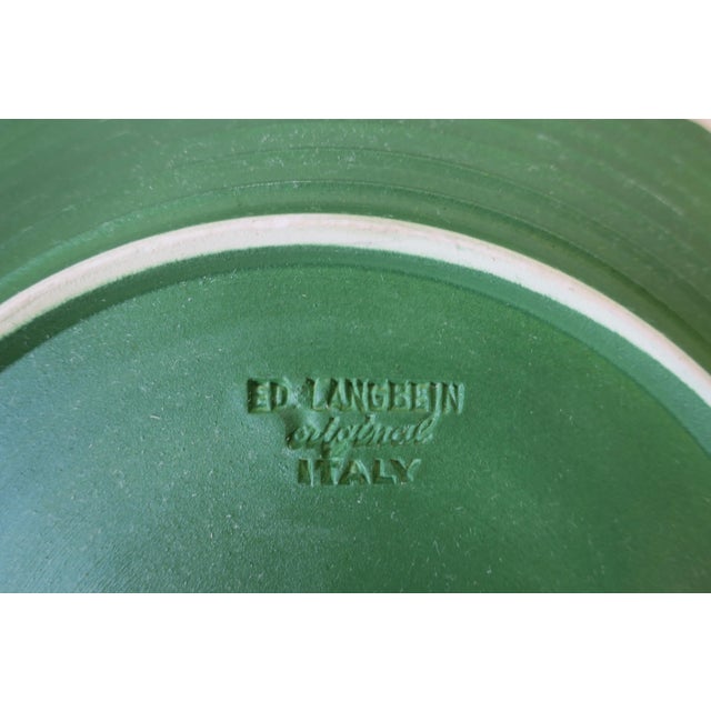Green Italian Designer Green & Yellow Matte Pottery Plates with Lotus Leaf & Flower, 6 For Sale - Image 8 of 10