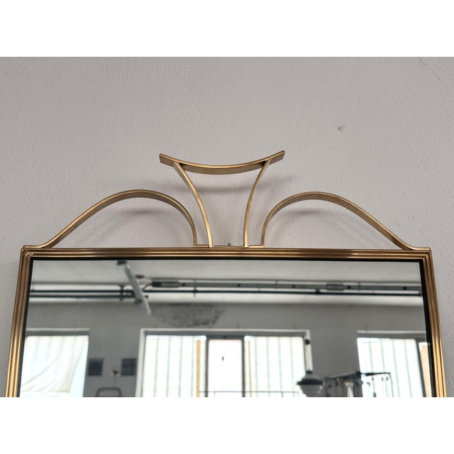 Mid-Century Italian Wall Mirror with Brass Frame and Decor, 1970s For Sale - Image 10 of 17