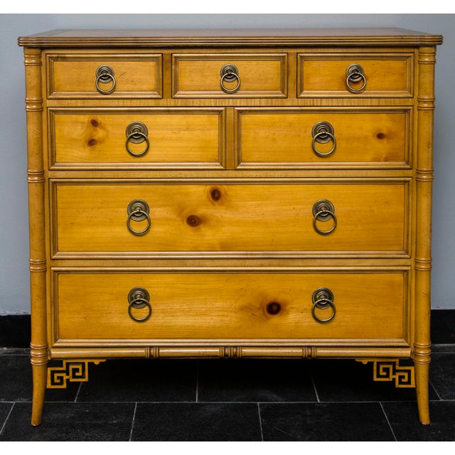 1970s Vintage Baker Furniture Chippendale Faux Bamboo Chest Of