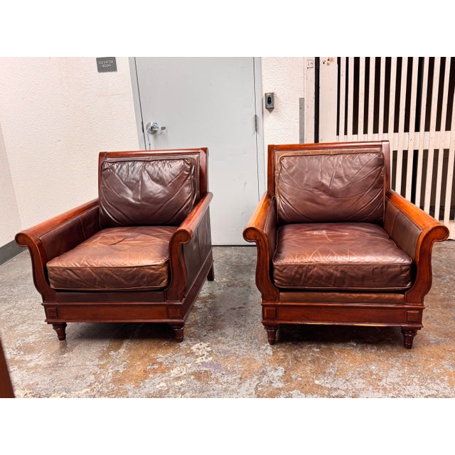 Design Plus Gallery presents a Pair of Lounge Armchairs by Martha Stewart Signature for Bernhardt. Framed in wood with...