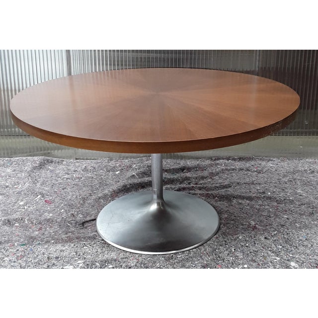 Vintage Round Coffee Table With Chromed Aluminum Stand, 1960s, in Good conditions. Designed 1960 to 1969