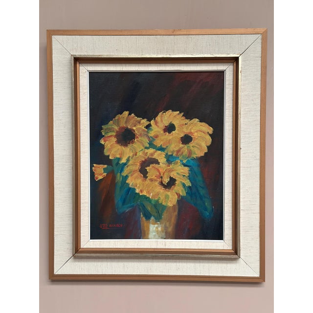 Otto Hansén, Sunflowers, 1950s, Oil on Canvas, Framed For Sale - Image 10 of 18