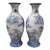 Pair of Vintage Chinese Cloisonné Vases | Blue & White Landscape Scene With Calligraphy For Sale