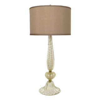 Italian Gold Murano Glass Table Lamp With Controlled Bubble Mid Century Modern For Sale