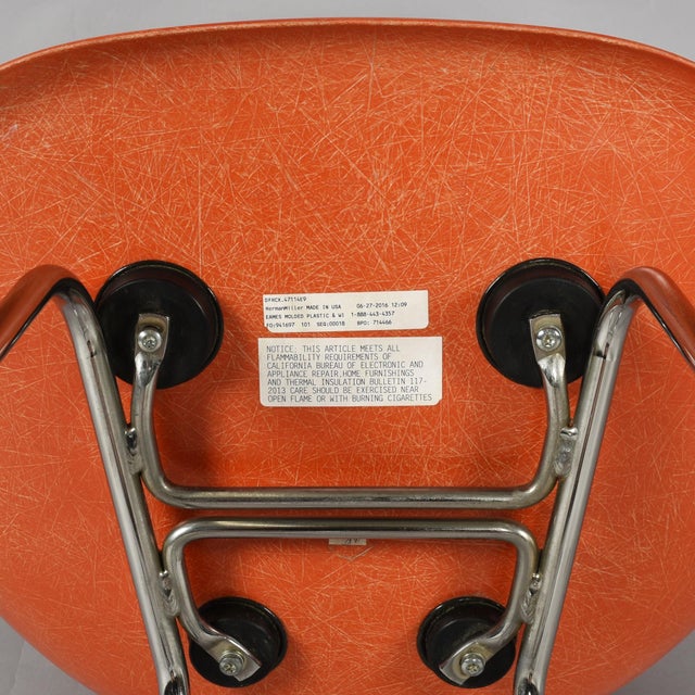 Mid-Century Modern Charles Eames for Herman Miller Orange Fiberglass Counter Height Stools For Sale - Image 3 of 18