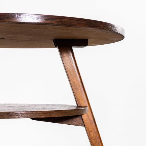 Three-Legged Round Table with Circular Shelf, 1950s For Sale - Image 4 of 7