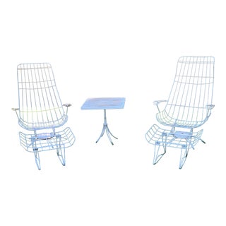 Mid Century Modern Homecrest Swivel Wire Patio Set - Set 5 For Sale