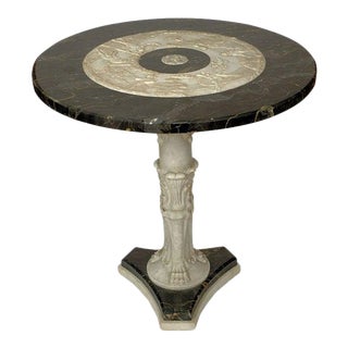 Neoclassical Italian Marble Pedestal Center Table For Sale