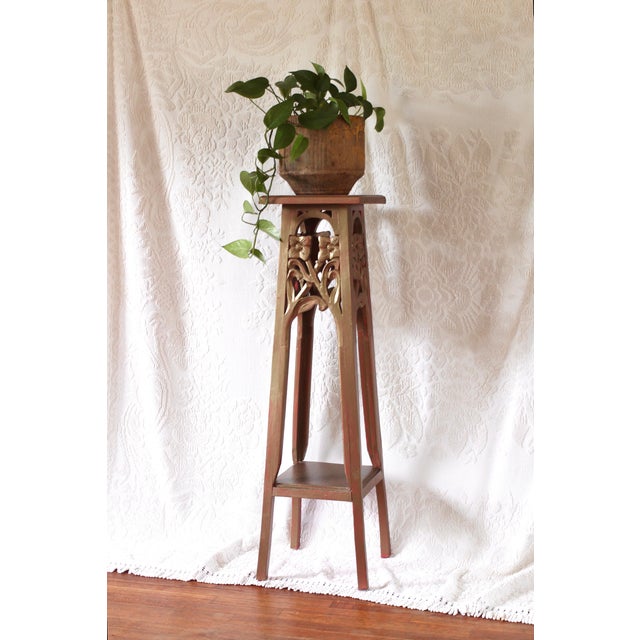 Wood Art Nouveau Gold Carved Wood Plant Stand From the Early 1900s For Sale - Image 7 of 8