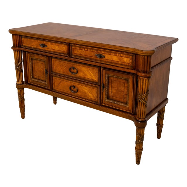 French Louis XVI Style Walnut Finish Sideboard For Sale