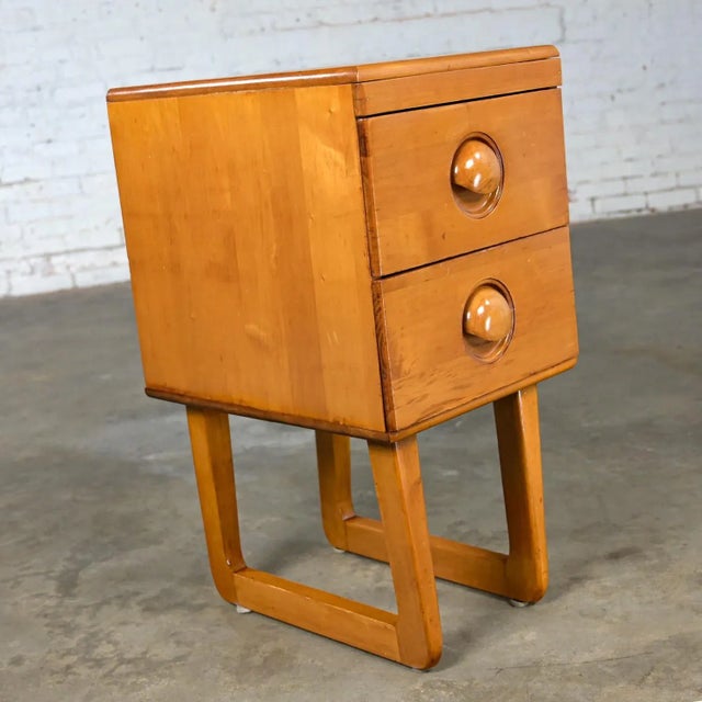 Conant Ball Early to Mid-20th Century Art Moderne Maple 2 Drawer Nightstand Style of Bissman For Sale - Image 4 of 12