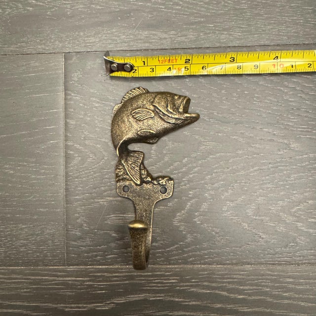 Antique Brass Wildlife Sporting Wall Hooks, Cabin Mudroom Architectural Hardware - Set of 5 For Sale - Image 13 of 16