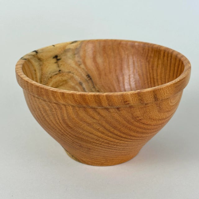 Wood Vintage Studio Craft Turned Maple Bowl and Turned Honey Locust Bowl, Signed For Sale - Image 7 of 9