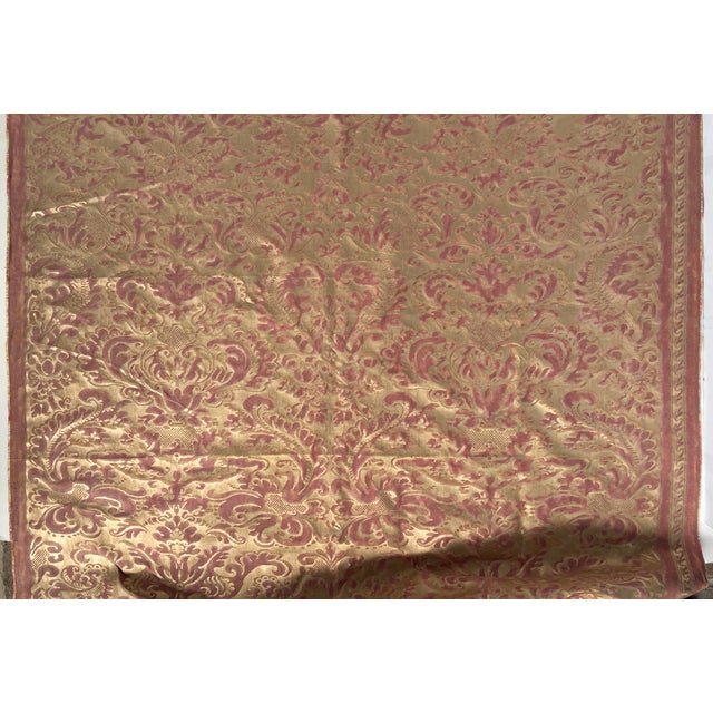Gothic Authentic Mariano Fortuny “Sevigne” Rust and Gold Textile - 6 Yards For Sale - Image 3 of 8
