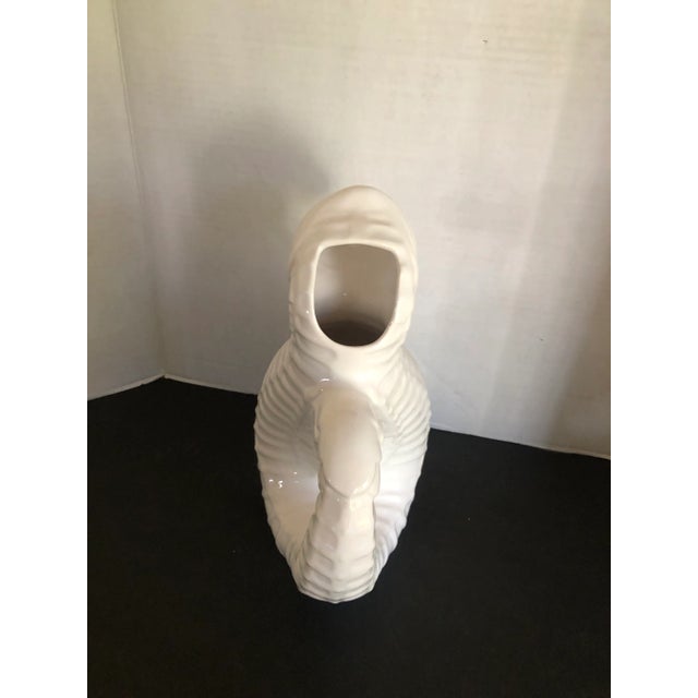 White Glazed Ceramic Seahorse Pitcher by Sanor Cerámica Portugal For Sale - Image 4 of 10