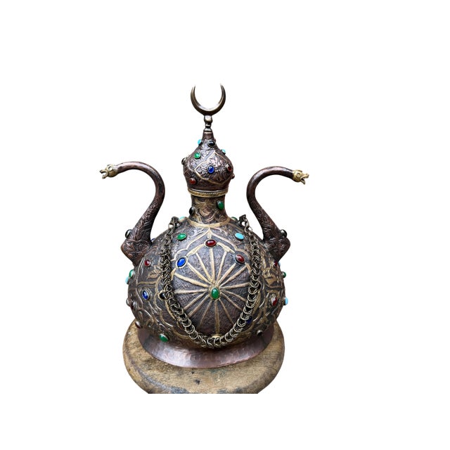 1960s Ceremonial Brass Ewer With Dragon Spouts For Sale - Image 5 of 12