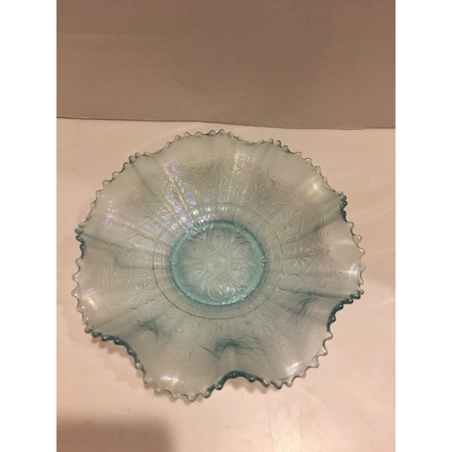 Vintage Northwood Carnival Glass Hearts & Flowers Ruffled Bowl For Sale - Image 9 of 10