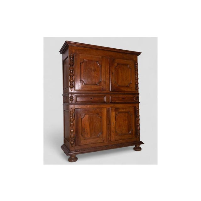 Rustic Antique Wood 2-Piece Sideboard with Turned Columns For Sale - Image 3 of 8