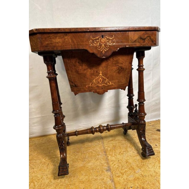 Victorian Burr Walnut Sewing Worktable, 19th Century For Sale - Image 15 of 16
