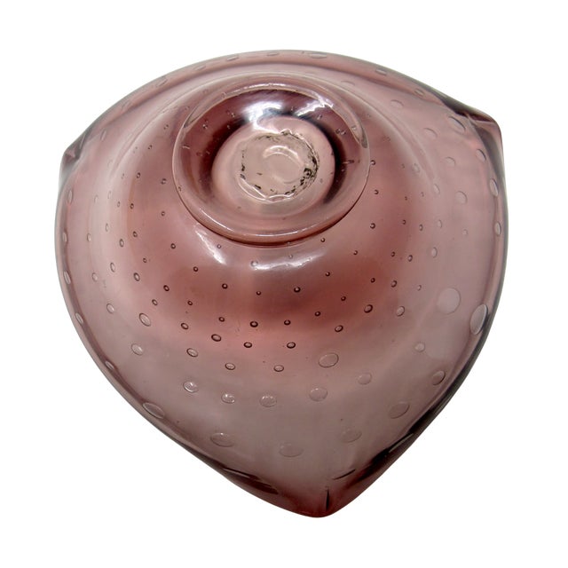 Vintage Amethyst Glass Catch-All With Controlled Bubbles For Sale - Image 9 of 11