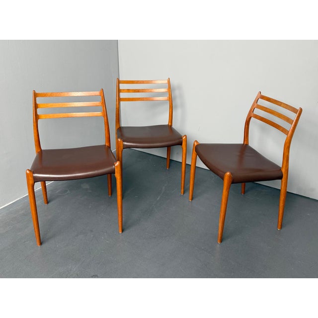 Mid-Century Modern Model 78 Chairs in Teak by Niels Otto Möller for J.L. Möllers Möbelfabrik, Denmark, 1960s, Set of 3 For Sale - Image 3 of 13