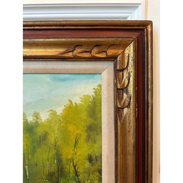 Vintage Large Framed Aspen Creek Landscape Signed Oil Painting For Sale - Image 12 of 18