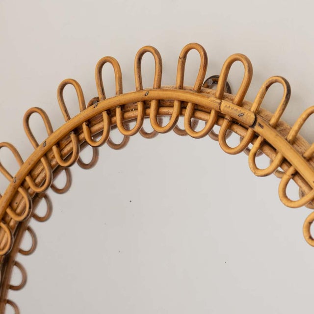 1960s 1960s Italian Rattan Circular Loop Mirror For Sale - Image 5 of 9
