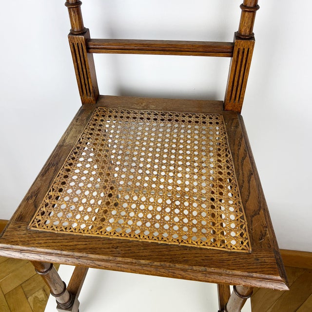 Henry II Oak Chair with Cane Seat, Rattan Carved Wood Side Chair For Sale - Image 6 of 11