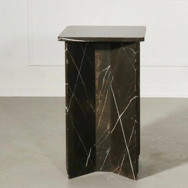 Stone Minimalist X Form Nero Marquina Marble Side Table For Sale - Image 7 of 12