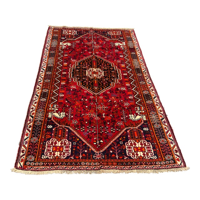 Vintage Turkish Hand-Knotted Rug With Central Medallion and Tribal Floral Motifs Rug For Sale