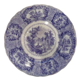 Antique New Wharf London Lavender & White English Garden Plate – Rare 9” English Transferware For Sale