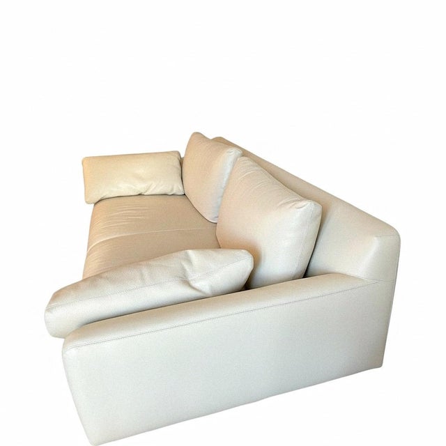 Mid-Century Modern 2019 Italian Cream Lecco Leather Sofa by Claesson Koivisto Rune (90″) For Sale - Image 3 of 11