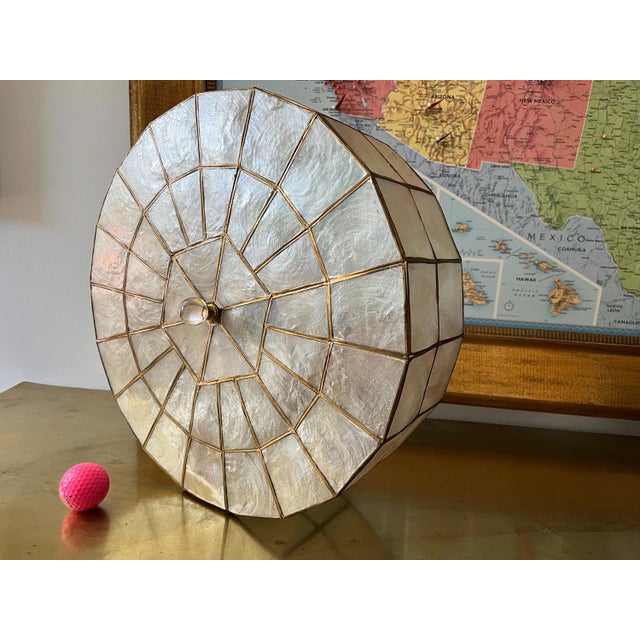Mid Century Capiz Shell Ceiling Light For Sale - Image 13 of 16