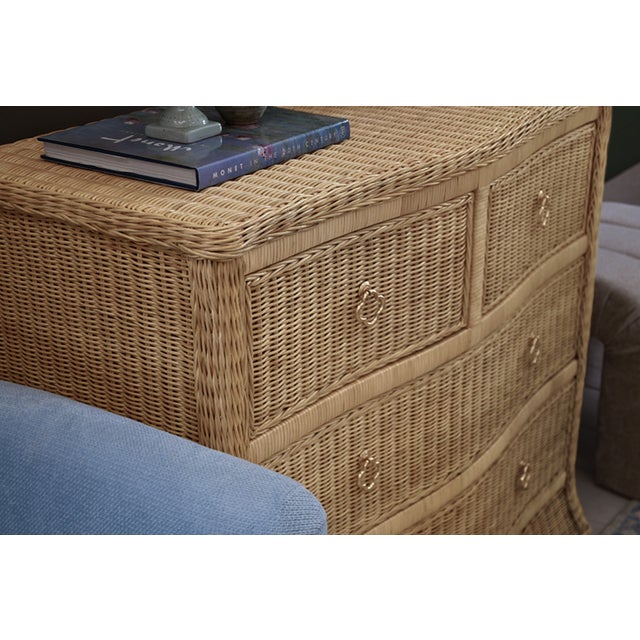 Tan Matthew Izzo Home Celine Four Drawer Woven Rattan Chest With Satin Brass Drawer Pulls and Soft Slide Drawers For Sale - Image 8 of 12