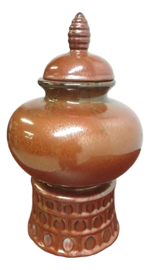 1980s Bombay Company Asian Inspired Glaze Terra Cotta Urn Vase