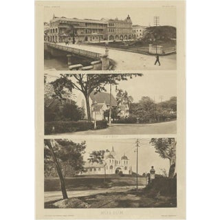 After Kleingrothe, One Leaf of Kuala Lumpur, Three Views of Malaysia, 1907, Photographic Heliogravure For Sale