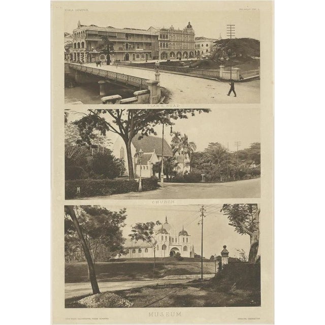 After Kleingrothe, One Leaf of Kuala Lumpur, Three Views of Malaysia, 1907, Photographic Heliogravure For Sale